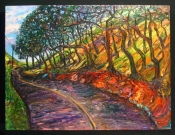 Country Road With Oak Trees